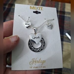 MIXIT SILVER LOVE JEWELRY SET NECKLACE WITH EARRINGS GIFT